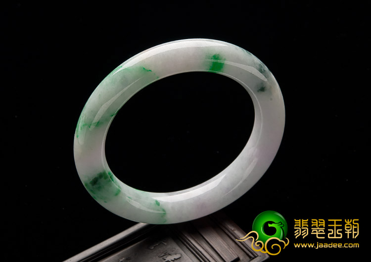 糯冰种飘翠缅甸翡翠A货圆条手镯（56.1mm）