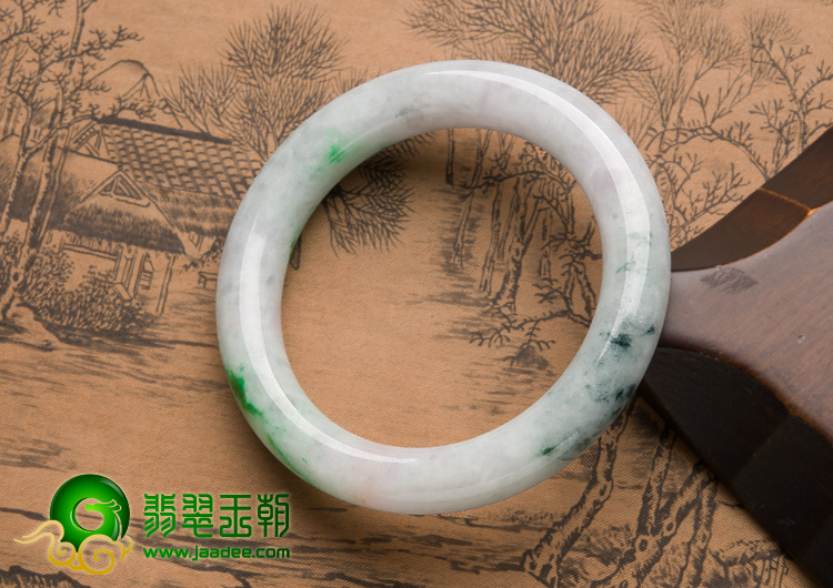 糯冰种飘翠缅甸翡翠A货圆条手镯（56.1mm）