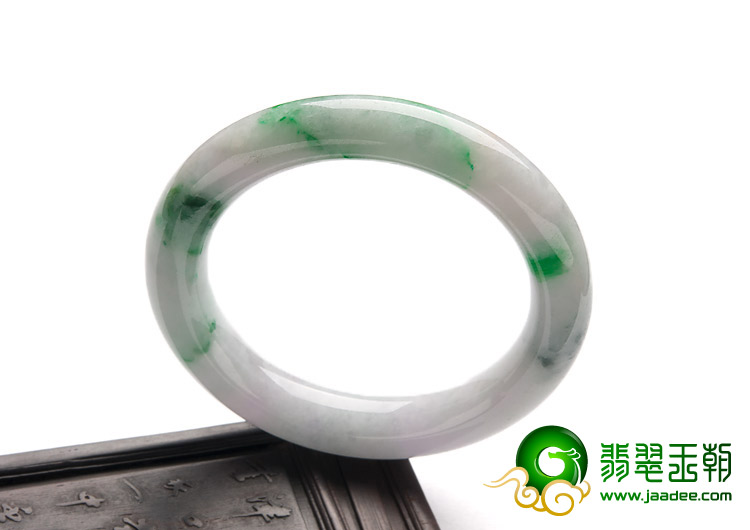 糯冰种飘翠缅甸翡翠A货圆条手镯（56.1mm）