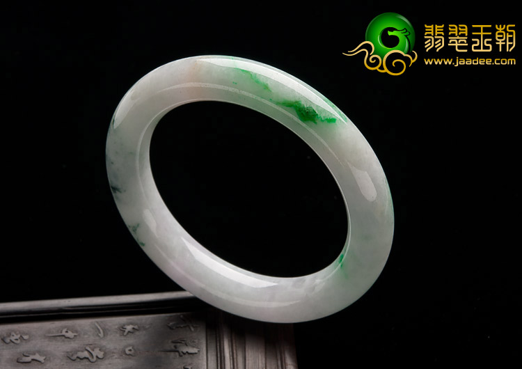 糯冰种飘翠缅甸翡翠A货圆条手镯（56.1mm）