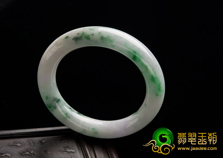 糯冰种飘翠缅甸翡翠A货圆条手镯（56.1mm）