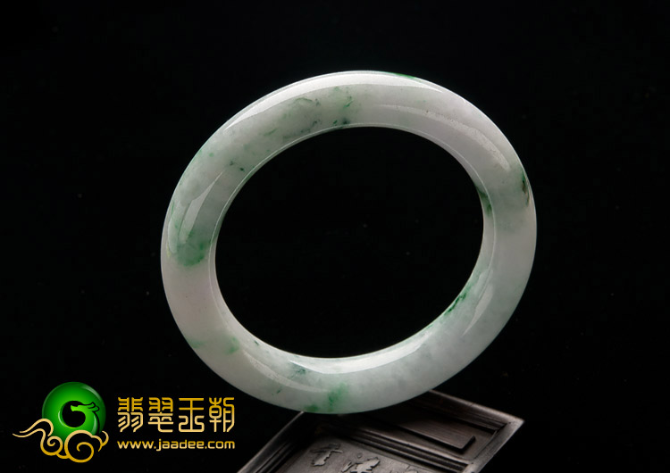 糯冰种飘翠缅甸翡翠A货圆条手镯（56.1mm）
