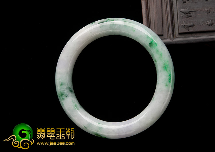 糯冰种飘翠缅甸翡翠A货圆条手镯（56.1mm）