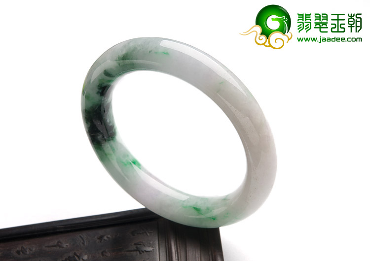 糯冰种飘翠缅甸翡翠A货圆条手镯（56mm）