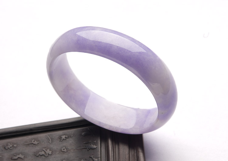 糯冰种紫罗兰缅甸翡翠A货贵妃镯（59.1-52.3mm）
