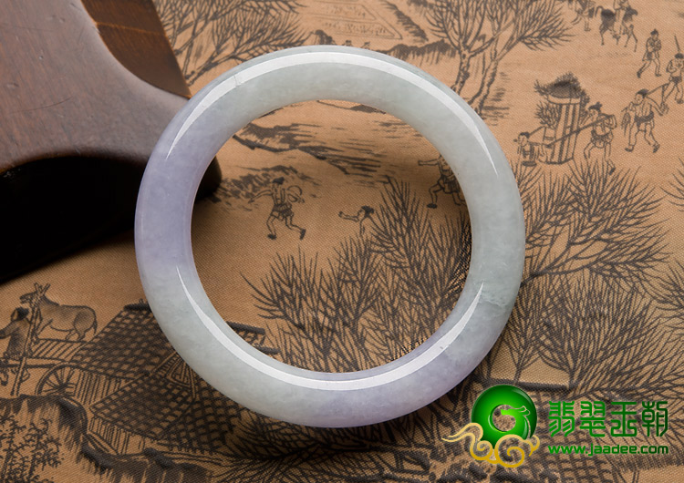 糯冰种春色缅甸翡翠A货圆条手镯（54.2mm）