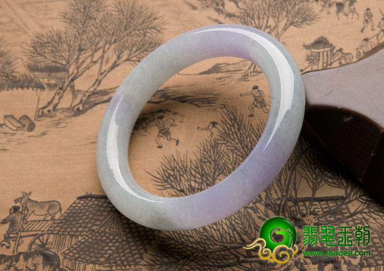 糯冰种春色缅甸翡翠A货圆条手镯（54.2mm）
