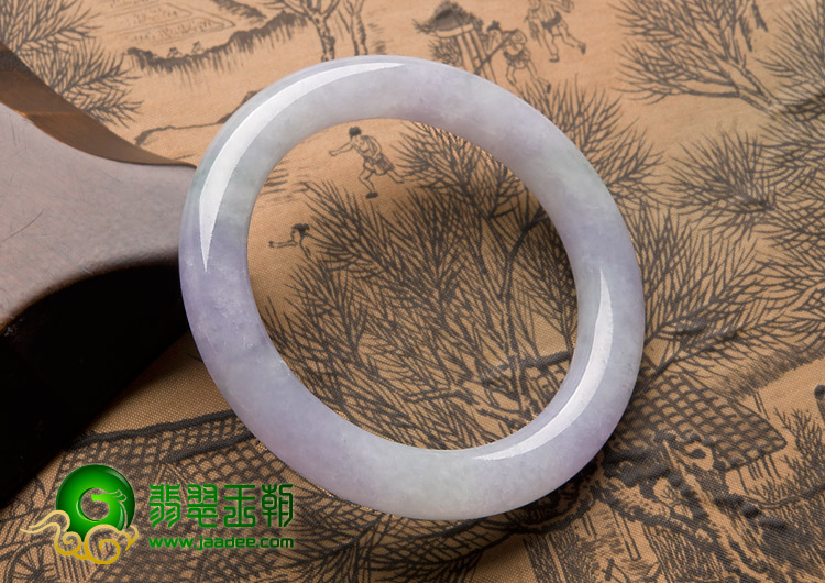 糯冰种春色缅甸翡翠A货圆条手镯（53.9mm）