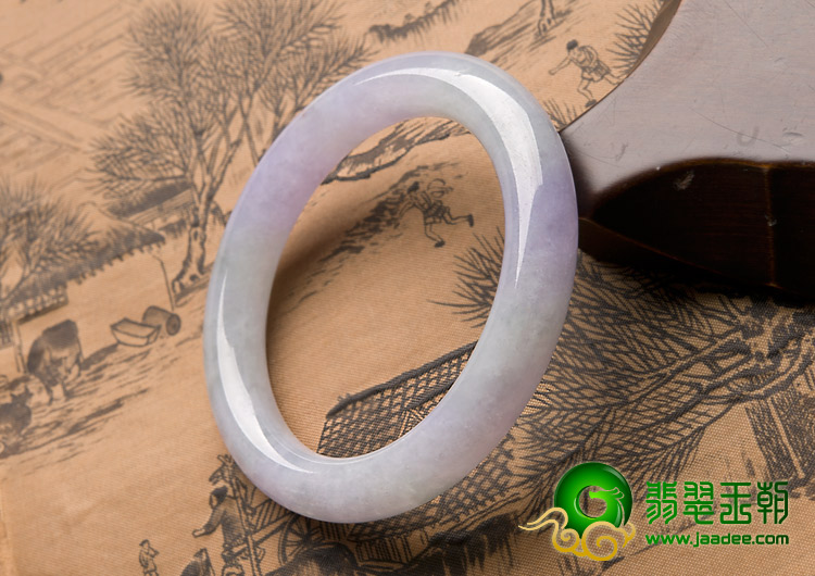 糯冰种春色缅甸翡翠A货圆条手镯（53.9mm）