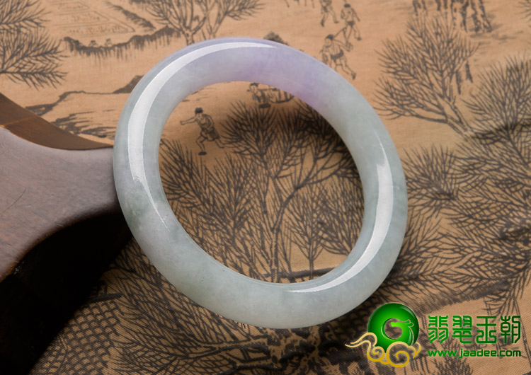 糯冰种春色缅甸翡翠A货圆条手镯（53.6mm）