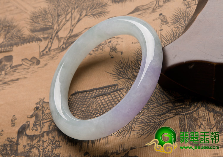 糯冰种春色缅甸翡翠A货圆条手镯（53.6mm）