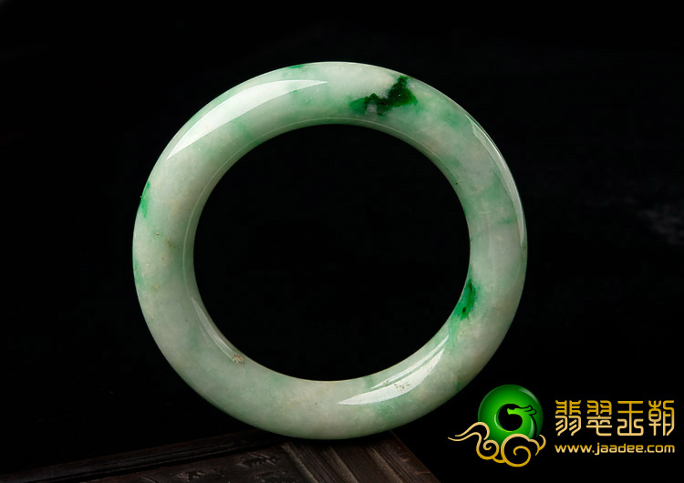 糯冰种飘翠缅甸翡翠A货圆条手镯（54.6mm）