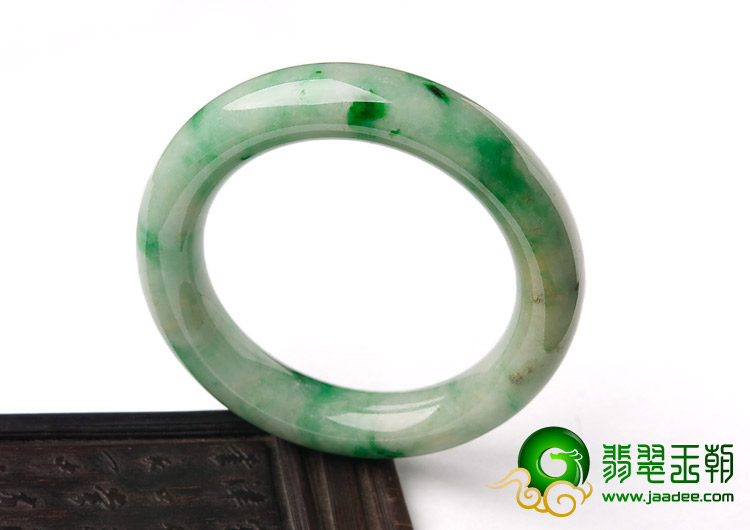 糯冰种飘翠缅甸翡翠A货圆条手镯（54.6mm）