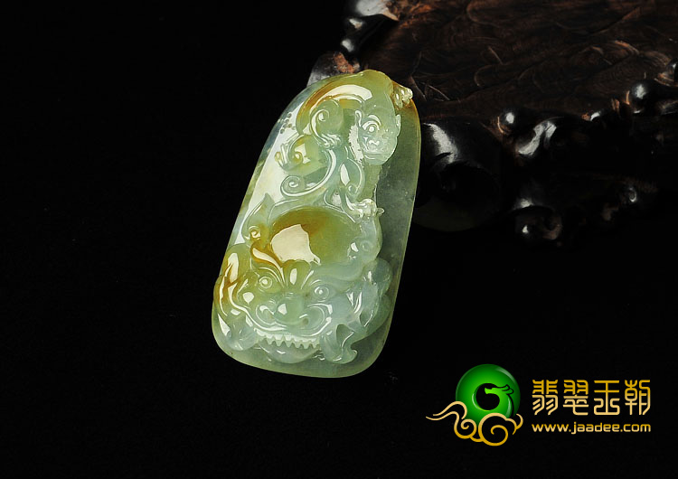 冰种黄翡缅甸翡翠A货望子成龙挂件