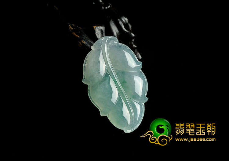 冰种飘翠缅甸翡翠A货叶子挂件