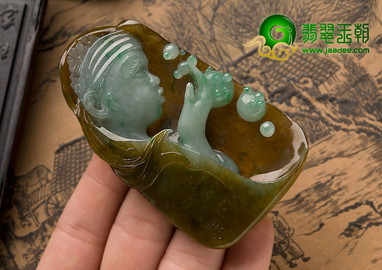 冰种三彩缅甸翡翠A货幻想挂件