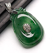 冰种翠色缅甸翡翠A货福在眼前胸坠（真钻）