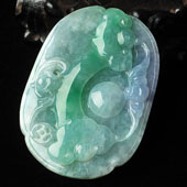 糯冰种春带彩缅甸翡翠A货如意挂件