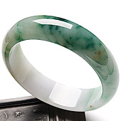 糯冰种黄加绿缅甸翡翠A货手镯（59.3mm）
