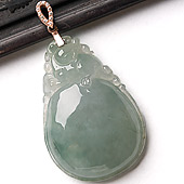 冰种晴水略飘花缅甸翡翠A货福瓜挂件