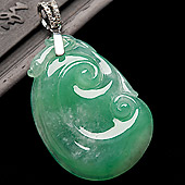 冰种翠色缅甸翡翠A货如意挂件