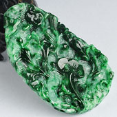 细糯种癣加绿缅甸翡翠A货如意挂件