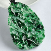 细糯种癣加绿缅甸翡翠A货如意挂件