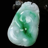 糯冰种飘翠缅甸翡翠A货如意挂件
