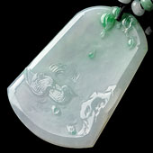 冰种飘翠缅甸翡翠A货伉俪情深挂件