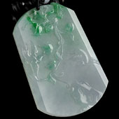 冰种飘翠缅甸翡翠A货喜上枝头挂件