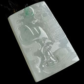 冰种飘翠缅甸翡翠A货指日高升挂件