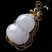 糯冰种紫罗兰缅甸翡翠A货镶玫瑰金葫芦胸坠（真钻）