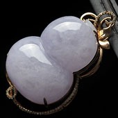 糯冰种紫罗兰缅甸翡翠A货镶玫瑰金葫芦胸坠（真钻）