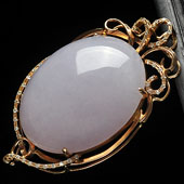 糯冰种紫罗兰缅甸翡翠A货镶玫瑰金蛋面胸坠（真钻）