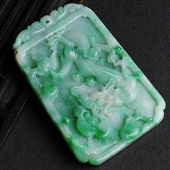 糯冰种飘翠缅甸翡翠A货龙行如意挂件
