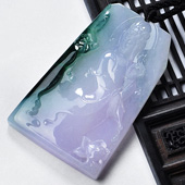 冰种紫罗兰飘花缅甸翡翠A货观音挂件