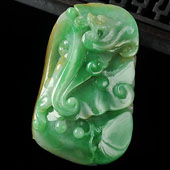 糯冰种黄加绿缅甸翡翠A货龙行如意挂件