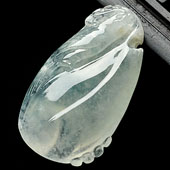 冰种略飘花缅甸翡翠A货福瓜挂件