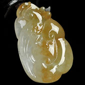 冰种褐黄翡缅甸翡翠A货凤凰如意挂件