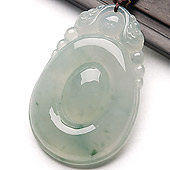 冰种略飘花缅甸翡翠A货福在眼前挂件