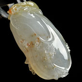 冰种淡黄翡缅甸翡翠A货玉兰花挂件