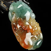 冰种三彩缅甸翡翠A货事事如意挂件