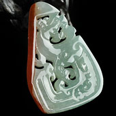 糯冰种晴水带褐红翡缅甸翡翠A货龙凤呈祥挂件