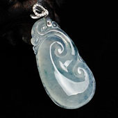 冰种飘花缅甸翡翠A货如意挂件