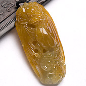 冰种黄翡缅甸翡翠A货蝙蝠挂件