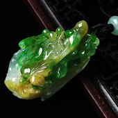 冰种三彩缅甸翡翠A货花开富贵挂件