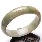 糯冰种黄加绿缅甸翡翠A货手镯（56.8mm）