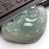 冰种晴水缅甸翡翠A货心中有佛挂件