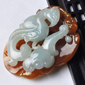 糯冰种褐红翡缅甸翡翠A货如意鸟挂件