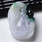 糯冰种紫罗兰飘花缅甸翡翠A货花开富贵挂件
